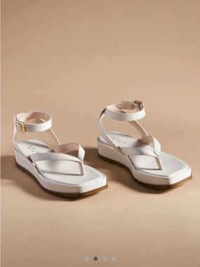 Cecilia New York White Ankle-Strap Wedge Sandals - Women's
